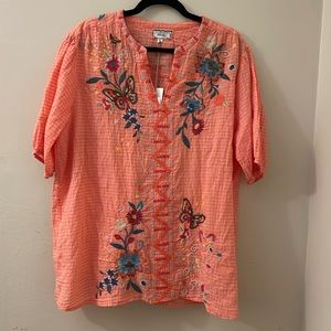 NWT Johnny Was Olinda Puff Sleeve Blouse - 2x
